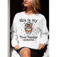 This Is My Tired Teacher Costume Skull Halloween Messy Bun Women Crewneck Sweatshirt, funny gift This Is My Tired Teacher Costume Skull Halloween Messy Bun Women Crewneck Sweatshirt, funny gift