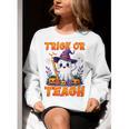 Trick Or Teach Teacher Halloween Ghost Pencil Floral Women Crewneck Sweatshirt, funny gift