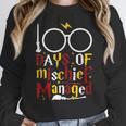 100 Days Of Mischief Managed Teacher Kid 100th Day Of School Women Crewneck Sweatshirt, funny design 100 Days Of Mischief Managed Teacher Kid 100th Day Of School Women Crewneck Sweatshirt, funny design