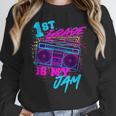 1st Grade Is My Jam Vintage 80s 80's Teacher Student Retro Women Crewneck Sweatshirt, funny design