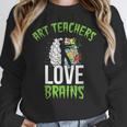 Art Teachers Love Brains Shirt Halloween Zombie Teaching Tee Men Women Kids Women Crewneck Sweatshirt, funny design