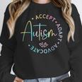 Autism Awareness Accept Adapt Advocate Autism Mom Teacher Women Crewneck Sweatshirt, funny design