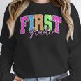 Back To School Neon Checkered First Grade Colorful Teacher Women Crewneck Sweatshirt, First Grade Teacher Gifts, funny design Back To School Neon Checkered First Grade Colorful Teacher Women Crewneck Sweatshirt, First Grade Teacher Gifts, funny design