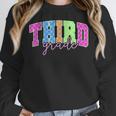 Back To School Neon Checkered Third Grade Colorful Teacher Women Crewneck Sweatshirt, funny design