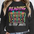 Back To School Retro Reading Is My Jam 80s Teacher Boombox Women Crewneck Sweatshirt, funny design