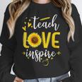 Back To School Teach Love And Inspire Teacher Sunflower Women Crewneck Sweatshirt, funny design Back To School Teach Love And Inspire Teacher Sunflower Women Crewneck Sweatshirt, funny design