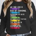Back To School Teacher We Are Like A Box Of Crayons Women Crewneck Sweatshirt, funny design