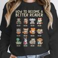 How To Become A Better Reader Animals Reading Teacher Women Crewneck Sweatshirt, funny design How To Become A Better Reader Animals Reading Teacher Women Crewneck Sweatshirt, funny design