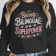 Being Bilingual Is A Superpower ESL Teacher School Women Crewneck Sweatshirt, Esl Teacher Gifts, funny design Being Bilingual Is A Superpower ESL Teacher School Women Crewneck Sweatshirt, Esl Teacher Gifts, funny design