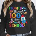 I Blasted Through 100 Days Of School 100th Day Teacher Kids Women Crewneck Sweatshirt, funny design