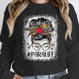 Bleached Teacher Para Life Paraprofessional Cute Messy Bun For Men Women Girls Kids Women Crewneck Sweatshirt, funny design