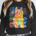 Broken Crayons Still Color Cat Teacher Women Crewneck Sweatshirt, funny design