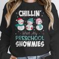 Chillin' With My Preschool Snowmies Teacher Christmas Men Women Kids Women Crewneck Sweatshirt, funny design