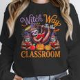 Way To Classroom Halloween Witch Three Cute Sloths Teacher Women Crewneck Sweatshirt, funny design