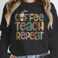 Coffee Teach Repeat Leopard Print Back To School Teachers Women Crewneck Sweatshirt, funny design