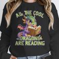All The Cool Dragons Are Reading Dragon Teacher Women Crewneck Sweatshirt, funny design All The Cool Dragons Are Reading Dragon Teacher Women Crewneck Sweatshirt, funny design