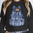 Coquette Bow Book Tree Merry Christmas Xmas Teacher Holiday Women Crewneck Sweatshirt, funny design