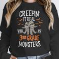 Creepin It Real With My 3rd Grade Monsters Halloween Teacher Women Crewneck Sweatshirt, funny design Creepin It Real With My 3rd Grade Monsters Halloween Teacher Women Crewneck Sweatshirt, funny design