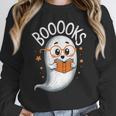 Cute Ghost Book Reading Halloween Teacher Women Crewneck Sweatshirt, funny design Cute Ghost Book Reading Halloween Teacher Women Crewneck Sweatshirt, funny design
