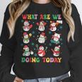What Are We Doing Today PE Teacher Snowman Christmas Women Crewneck Sweatshirt, Pe Teacher Gifts, funny design What Are We Doing Today PE Teacher Snowman Christmas Women Crewneck Sweatshirt, Pe Teacher Gifts, funny design