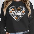 Drama Teacher Heart Pumpkin Ghost Halloween Kids Women Crewneck Sweatshirt, funny design