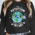 Earth Day Rotation Of The Earth Makes My Day Science Teacher Women Crewneck Sweatshirt, Science Teacher Gifts, funny design