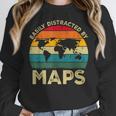 Easily Distracted By Maps Geography Teacher Women Crewneck Sweatshirt, funny design Easily Distracted By Maps Geography Teacher Women Crewneck Sweatshirt, funny design