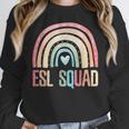 ESL Squad Teacher Crew Team Back To School English Rainbow Women Crewneck Sweatshirt, Esl Teacher Gifts, English Teacher Gifts, funny design