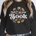 Fall For A Great Book Reading Librarian Autumn Teacher Women Crewneck Sweatshirt, funny design