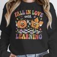 Fall In Love With Learning Autumn Fall Season Teacher Women Crewneck Sweatshirt, funny design