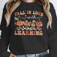 Fall In Love With Learning Autumn Teacher Thanksgiving Women Crewneck Sweatshirt, funny design