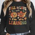 Fall In Love With Learning Retro Autumn Thanksgiving Teacher Women Crewneck Sweatshirt, funny design Fall In Love With Learning Retro Autumn Thanksgiving Teacher Women Crewneck Sweatshirt, funny design