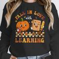 Fall In Love With Reading Book Autumn Pumpkins And Teachers Women Crewneck Sweatshirt, funny design Fall In Love With Reading Book Autumn Pumpkins And Teachers Women Crewneck Sweatshirt, funny design