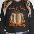 Fall In Love With Reading Pumpkin Autumn Librarians Teacher Women Crewneck Sweatshirt, funny design Fall In Love With Reading Pumpkin Autumn Librarians Teacher Women Crewneck Sweatshirt, funny design