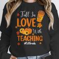 Fall In Love With Teaching 1st Grade Teacher Thanksgiving For Men Women Girls Kids Women Crewneck Sweatshirt, funny design