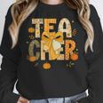 Fall Teacher Pumpkin Coquette Bow Autumn Classroom Women Crewneck Sweatshirt, funny design