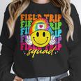 Field Trip Squad Groovy Field Day Smile Face Teacher Tie Dye Women Crewneck Sweatshirt, Groovy Teacher Gifts, funny design