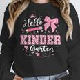 First Day Of School Teacher Girl Coquette Hello Kindergarten Women Crewneck Sweatshirt, funny design