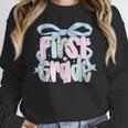 First Grade Coquette Bow Girls Teacher Team 1st Grade Squad Women Crewneck Sweatshirt, First Grade Teacher Gifts, funny design First Grade Coquette Bow Girls Teacher Team 1st Grade Squad Women Crewneck Sweatshirt, First Grade Teacher Gifts, funny design