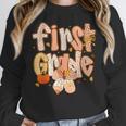 First Grade Fall Floral Coquette Bow Teachers Students Women Crewneck Sweatshirt, First Grade Teacher Gifts, funny design First Grade Fall Floral Coquette Bow Teachers Students Women Crewneck Sweatshirt, First Grade Teacher Gifts, funny design