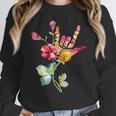 Flower American Sign Language ASL Teacher Teaching Deaf Women Crewneck Sweatshirt, funny design Flower American Sign Language ASL Teacher Teaching Deaf Women Crewneck Sweatshirt, funny design