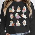 Ghost Book Reading Halloween Books Lover Teacher Kids Women Crewneck Sweatshirt, funny design