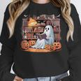 Ghost Book Reading Halloween Books Lover Teacher Women Crewneck Sweatshirt, funny design