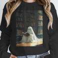 Ghost Library Halloween Book Reading Books Lover Teacher Women Crewneck Sweatshirt, funny design