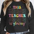 Groovy This Teacher Is Glowing Hello Summer End Of School Women Crewneck Sweatshirt, Groovy Teacher Gifts, funny design Groovy This Teacher Is Glowing Hello Summer End Of School Women Crewneck Sweatshirt, Groovy Teacher Gifts, funny design