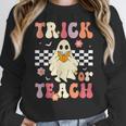 Groovy Teacher Halloween Retro Trick Or Teach Floral Ghost Women Crewneck Sweatshirt, Groovy Teacher Gifts, funny design Groovy Teacher Halloween Retro Trick Or Teach Floral Ghost Women Crewneck Sweatshirt, Groovy Teacher Gifts, funny design