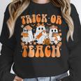 Groovy Teacher Halloween Trick Or Teach Ghost Men Women Kids Women Crewneck Sweatshirt, Groovy Teacher Gifts, funny design