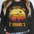 Halloween Costume Teacher Love Brains Zombie Women Crewneck Sweatshirt, funny design