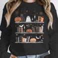 Halloween Library Ghost Books Teacher Spooky Trick Or Teach Women Crewneck Sweatshirt, funny design Halloween Library Ghost Books Teacher Spooky Trick Or Teach Women Crewneck Sweatshirt, funny design