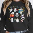Halloween Music Teacher Ghost Playing Musical Instruments Women Crewneck Sweatshirt, funny design